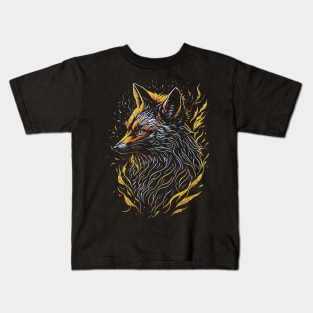 Yellow Fox art Kids T-Shirt